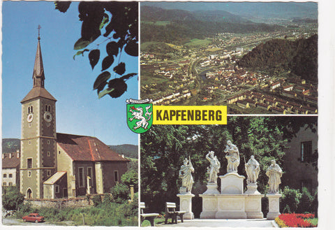AK Kapfenberg. Pestsäule und Stadtpfarrkirche.