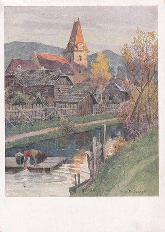 AK Peter Roseggers Heimat. 3. Am Brunnbache in Krieglach.