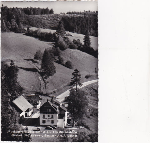 AK Alpl. Gasthof Holzbauer, Besitzer J. u. A. Leitner. Roseggers Waldheimat.