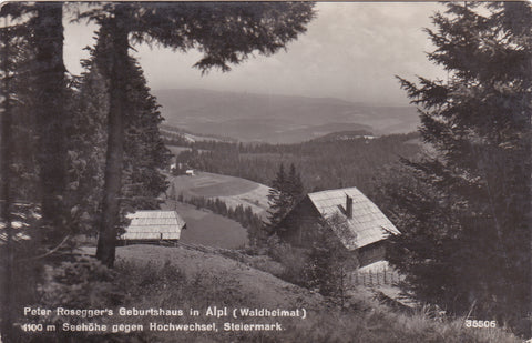 AK Peter Rosegger's Geburtshaus in Alpl gegen Hochwechsel. (1941)