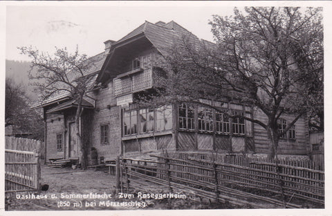 AK Mürzzuschlag. Gasthaus und Sommerfrische Zum Roseggerheim. Hönigsberg.