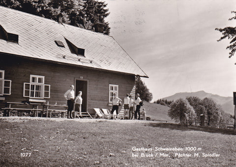 AK Gasthaus Schweizeben bei Bruck/Mur. Pächter M. Spindler.