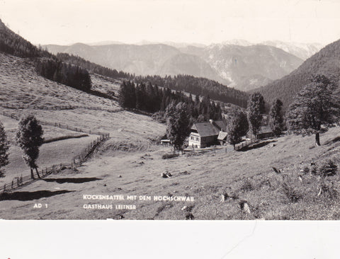 AK Köckensattel mit dem Hochschwab. Gasthaus Leitner.