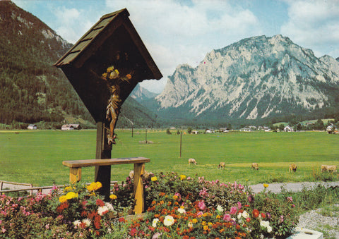 AK Tragöß-Oberort, Mauerkreuz gegen Pribitz.