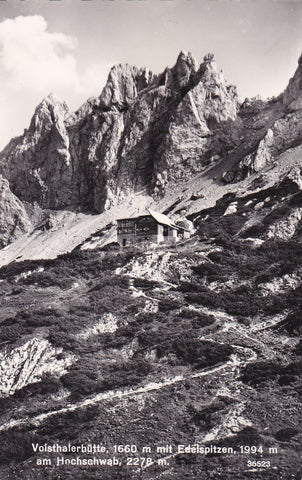 AK Voisthalerhütte mit Edelspitzen am Hochschwab. (1959)