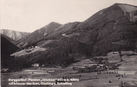 AK Berggasthof-Pension Glückauf bei Aflenz mit Aflenzer Staritzen, Oisching u. Schießling.