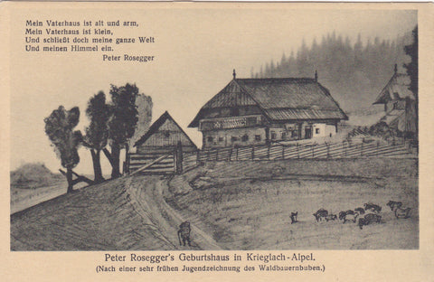 AK Peter Rosegger's Geburtshaus in Krieglach-Alpl. (Nach einer sehr frühen Jugendzeichnung des Waldbauernbuben)