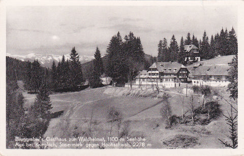 AK Bruggraber's Gasthaus zur Waldheimat. Alpl bei Krieglach gegen Hochschwab.