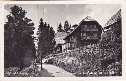 AK Alpl bei Krieglach. F. Bruggrabers Alpengasthof zur Waldheimat. (1940)