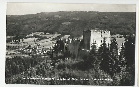 AK Wartberg im Mürztal mit Ruine Lichtenegg. (1955)