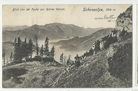 AK Blick von der Farfel zur Hohen Veitsch. Schneealpe. (1927)
