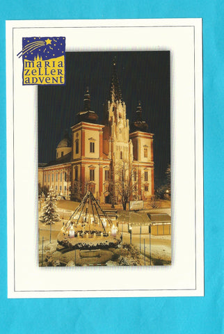 AK Mariazeller Basilika im Advent.