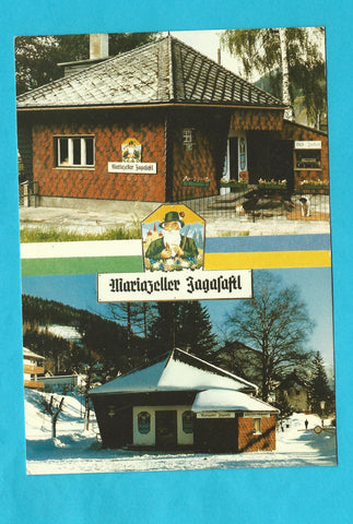 AK Mariazell. Mariazeller Jagasaftl am Bahnhofplatz.