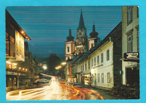 AK Mariazell. Grazer Straße mit Basilika.