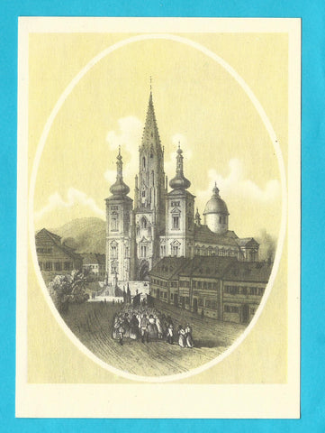 AK Mariazeller Gnadenkirche vor 100 Jahren nach einem alten Stich. (800 Jahre Mariazell 1157-1957)