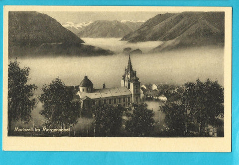 AK Mariazell im Morgennebel.