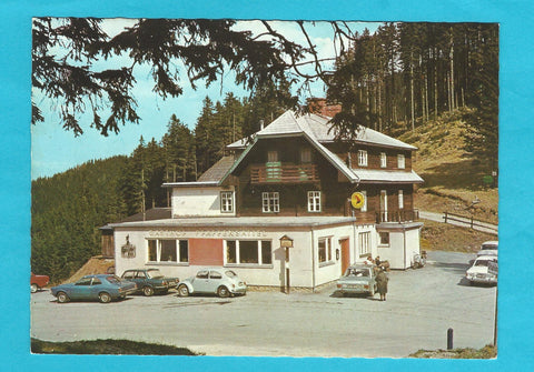 Werbe-AK Steinhaus am Semmering. Gasthof Pension Pfaffensattel. Hilde Gansterer.