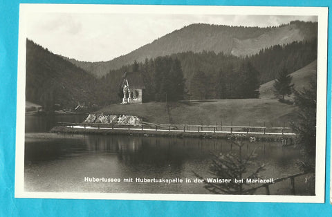 AK Hubertussee mit Hubertuskapelle in der Walster bei Mariazell. (1941)