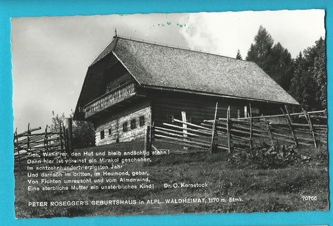 AK Peter Rosegger's Geburtshaus in Alpl-Waldheimat. (1962)