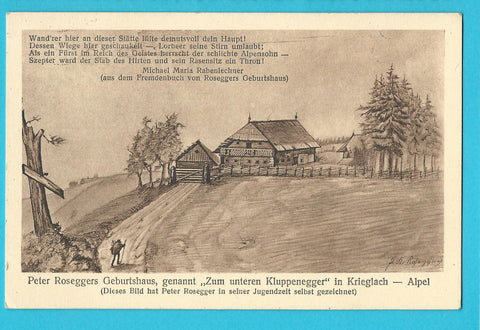 AK Peter Roseggers Geburtshaus genannt Zum unteren Kluppenegger in Krieglach - Alpl.