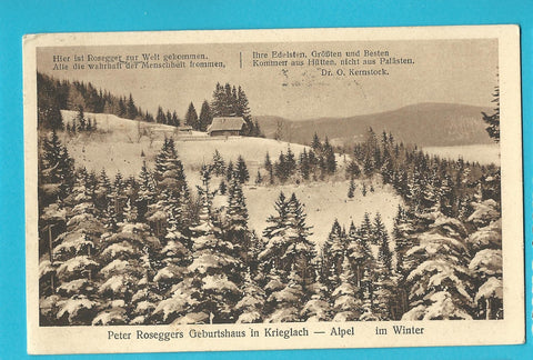 AK Peter Roseggers Geburtshaus in Krieglach - Alpl im Winter.