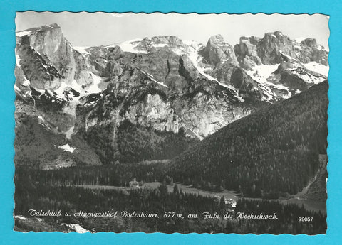 AK Talschluß und Alpengasthof Bodenbauer am Fuße des Hochschwab.