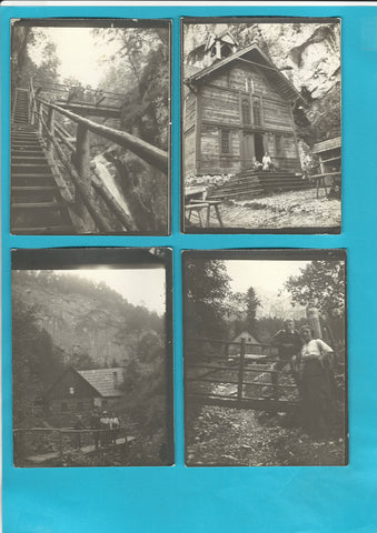 5 Fotos "Auf dem Weg von Schüsserlbrunn in die Breitenau" (1912) Wanderung einer Familie.