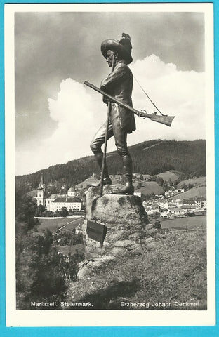 AK Mariazell. Erzherzog-Johann-Denkmal.