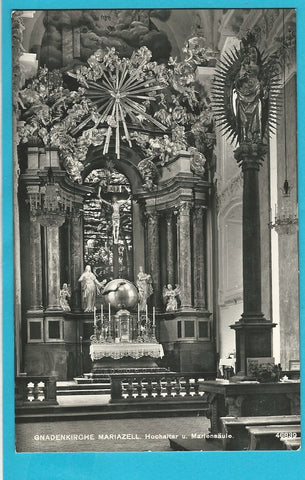 AK Gnadenkirche Mariazell, Hochaltar u. Mariensäule. (1957)