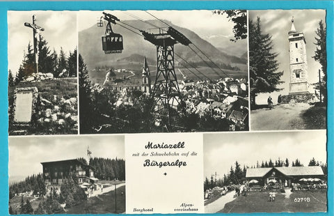 Muster-AK Mariazell mit der Schwebebahn auf die Bürgeralpe.