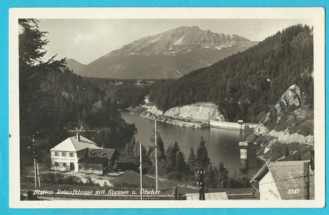 AK Station Erlaufklause mit Stausee u. Ötscher.