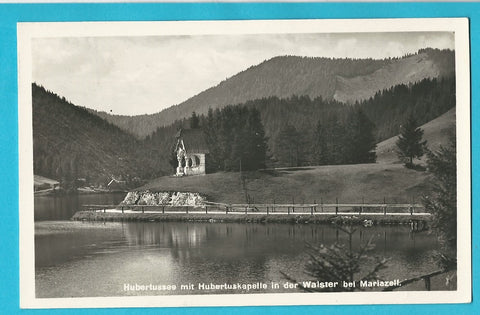 AK Hubertussee mit Hubertuskapelle in der Walster bei Mariazell.