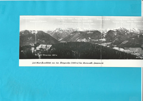 Panorama-AK Süd-West-Rundblick von der Bürgeralpe bei Mariazell.