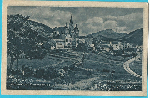 AK Mariazell mit Promenadeweg.