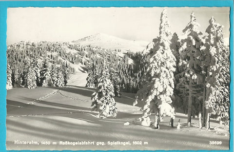 AK Hinteralm. Roßkogelabfahrt geg. Spielkogel. (1958)