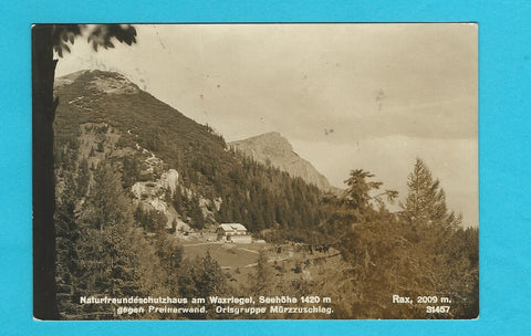 AK Naturfreundeschutzhaus am Waxriegel gegen Preinerwand. (1933)