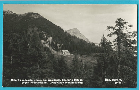 AK Naturfreundeschutzhaus am Waxriegel gegen Preinerwand. (1933)