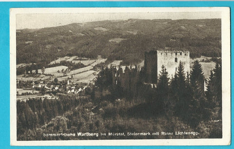 AK Wartberg im Mürztal mit Ruine Lichtenegg.