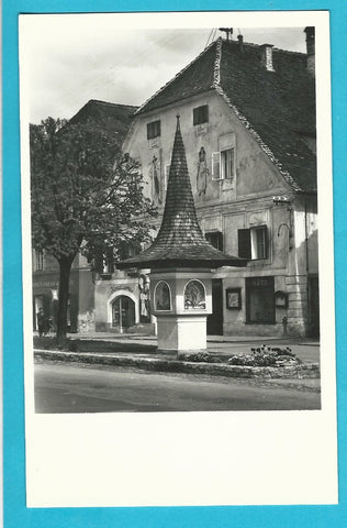 AK Kindberg. Bildstock am Hauptplatz. Sterbehaus des Komponisten Jakob Schmölzer. (1961)