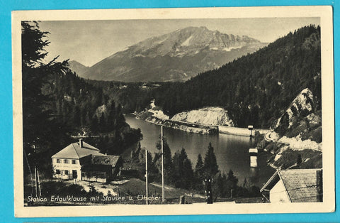 AK Station Erlaufklause mit Stausee u. Ötscher. (1936)