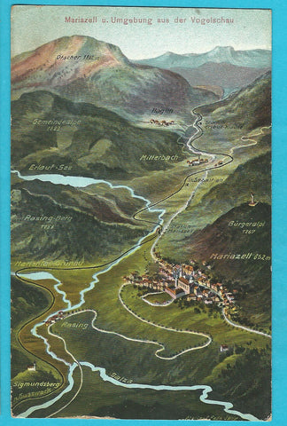 AK Mariazell und Umgebung von der Vogelschau. (1913)