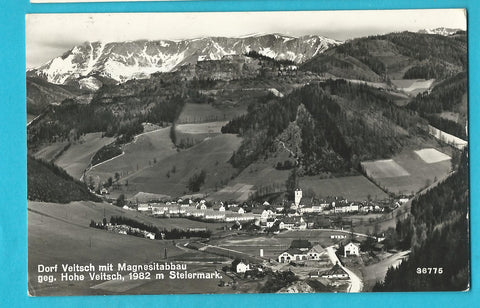 AK Dorf Veitsch mit Magnesitabbau geg. Hohe Veitsch. (1955)