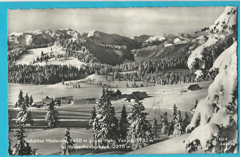AK Skihütten Hinteralm gegen Hohe Veitsch. (1959)