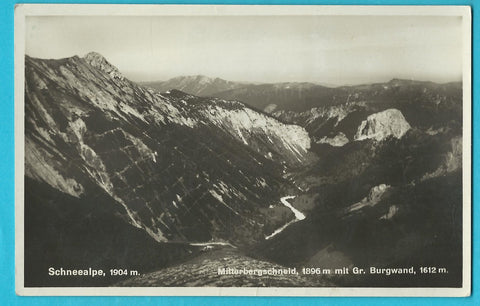 AK Schneealpe. Mitterbergschneid mit Gr. Burgwand. (1932)