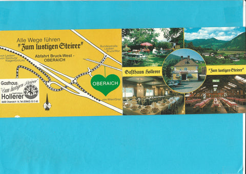 Doppel-AK Oberaich 14. Familie Hollerer Gasthaus Zum lustigen Steirer.