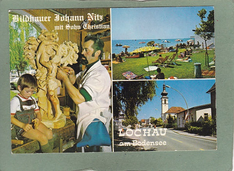 AK Lochau am Bodensee. Bildhauer Johann Nitz mit Sohn. Südtiroler Straße 5.