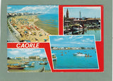 AK Caorle. La spiaggia di levante aerea e dal mare ed il porto.