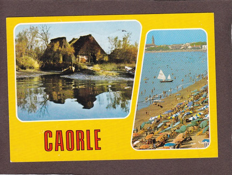 AK Caorle. Case di pescatori Le Barene e panorama spiaggia di levante.
