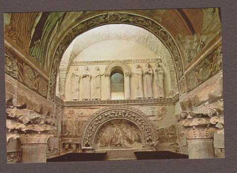AK Cividale del Friuli. Tempietto Longobardo - Fastosa decorazione a stucco e ad affresco della parete ovest.