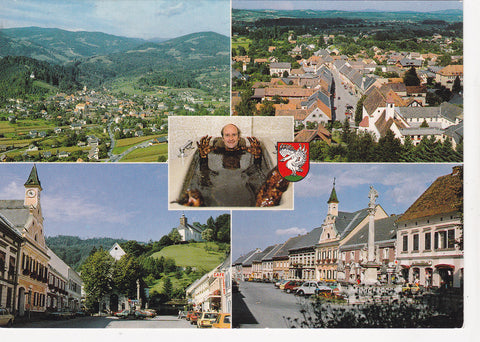 AK Schwanberg mit Moorbad im Kloster (in Mitte Herr Dir. Gernot Fraydl, ehemaliger Nationaltormann)